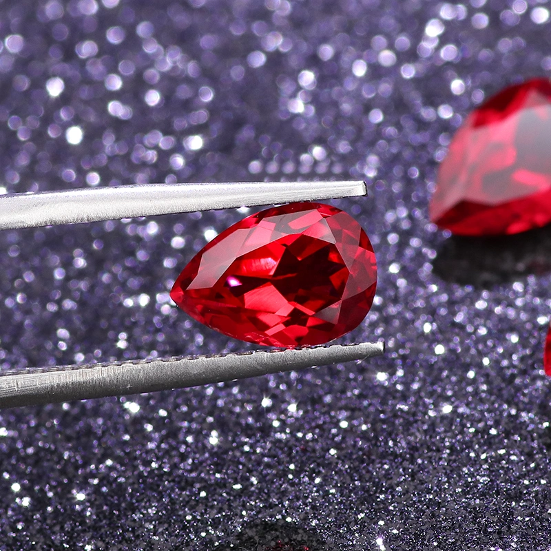 Provence Jewelry High Quality Synthetic Pear Cut Ruby Artificial Ruby Gemstone for Making Jewelry