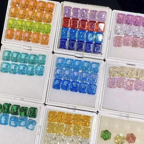 Pietre preziose di zirconi cubici sciolti di colore vibrante fantasia da 0,9-30 mm con taglio a schiacciamento di ghiaccio per la creazione di gioielli