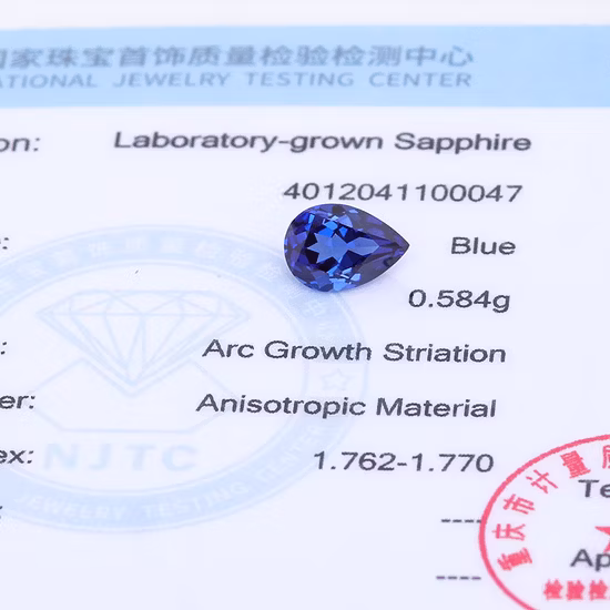 Zaffiro blu pera all'ingrosso, materiale coltivato in laboratorio, pietre preziose sfuse con certificato, prezzo per carato di pietre preziose coltivate in laboratorio per la creazione di gioielli