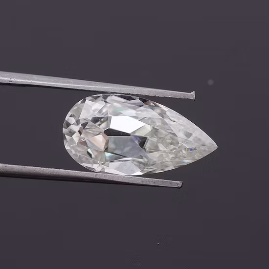 Pietra preziosa Moissanite di alta qualità, Colore definito, Chiarezza VVS, Forma a pera, Taglio antico europeo, Pietra di diamante Moissanite