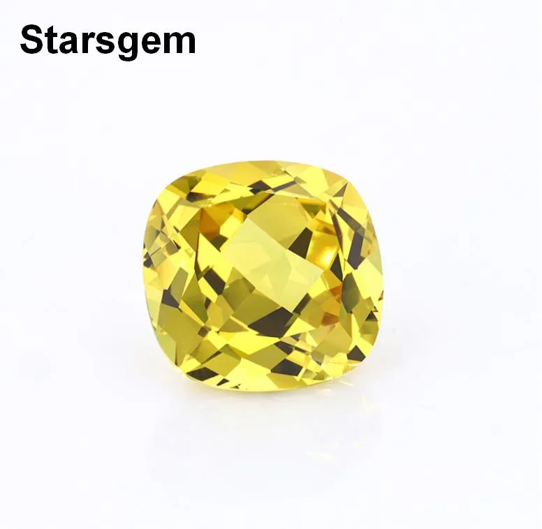 Starsgem per la creazione di gioielli Zaffiro creato in laboratorio da 3 ct, 8x8 mm, 8 mm, zaffiro giallo taglio cuscino